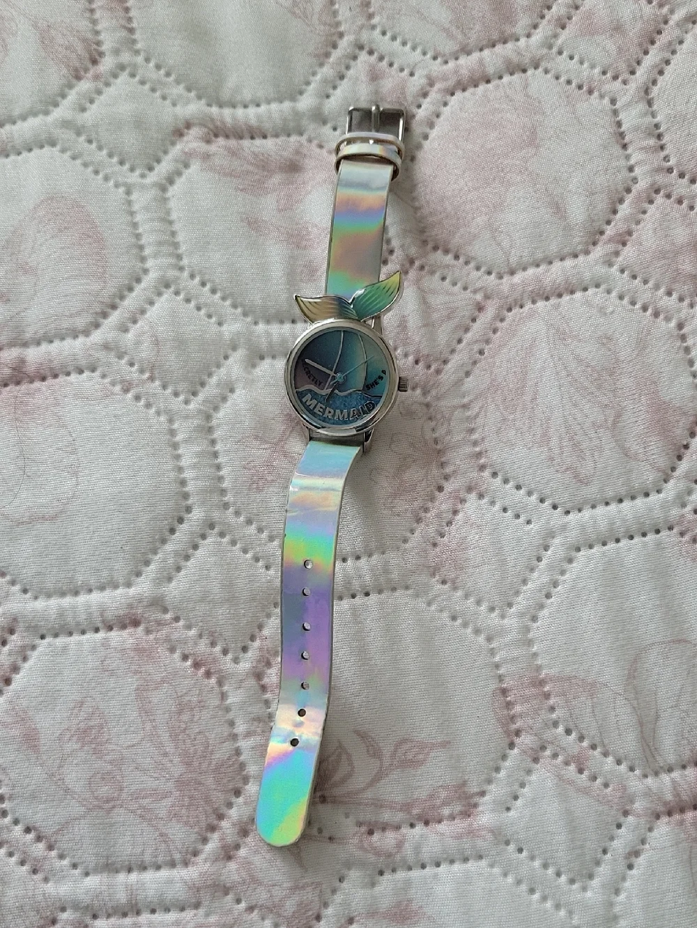 Amazon Iridescent Mermaid Watch with Blue Dial and Silver Case